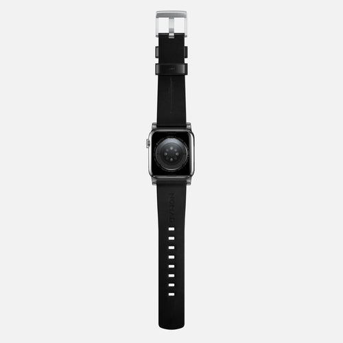 Nomad Correa cuero moderna Apple Watch (negro/plateado)