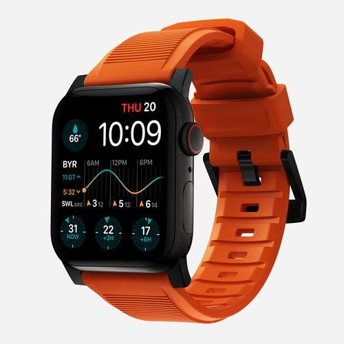 Nomad Correa de silicona resistente Apple Watch (negro/ultra naranja)