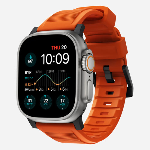 Nomad Correa de silicona resistente Apple Watch (negro/ultra naranja)