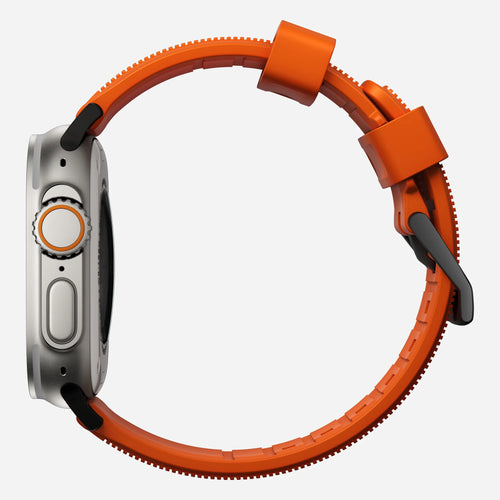 Nomad Correa de silicona resistente Apple Watch (negro/ultra naranja)