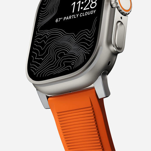 Nomad Correa de silicona resistente Apple Watch (plateado/ultra naranja)