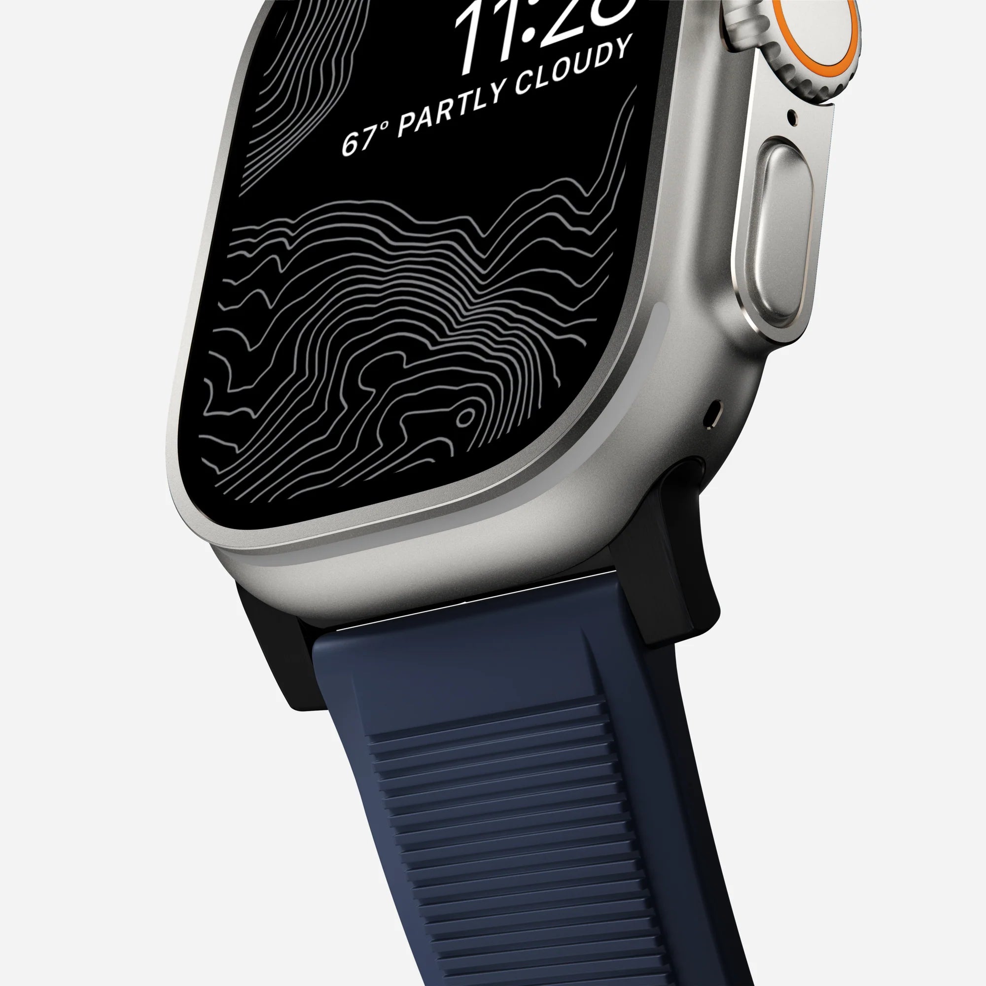 Nomad Correa de silicona resistente Apple Watch (negro/azul atlantico)