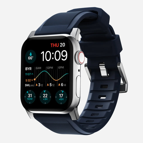 Nomad Correa de silicona resistente Apple Watch plateado/atlantico azul)