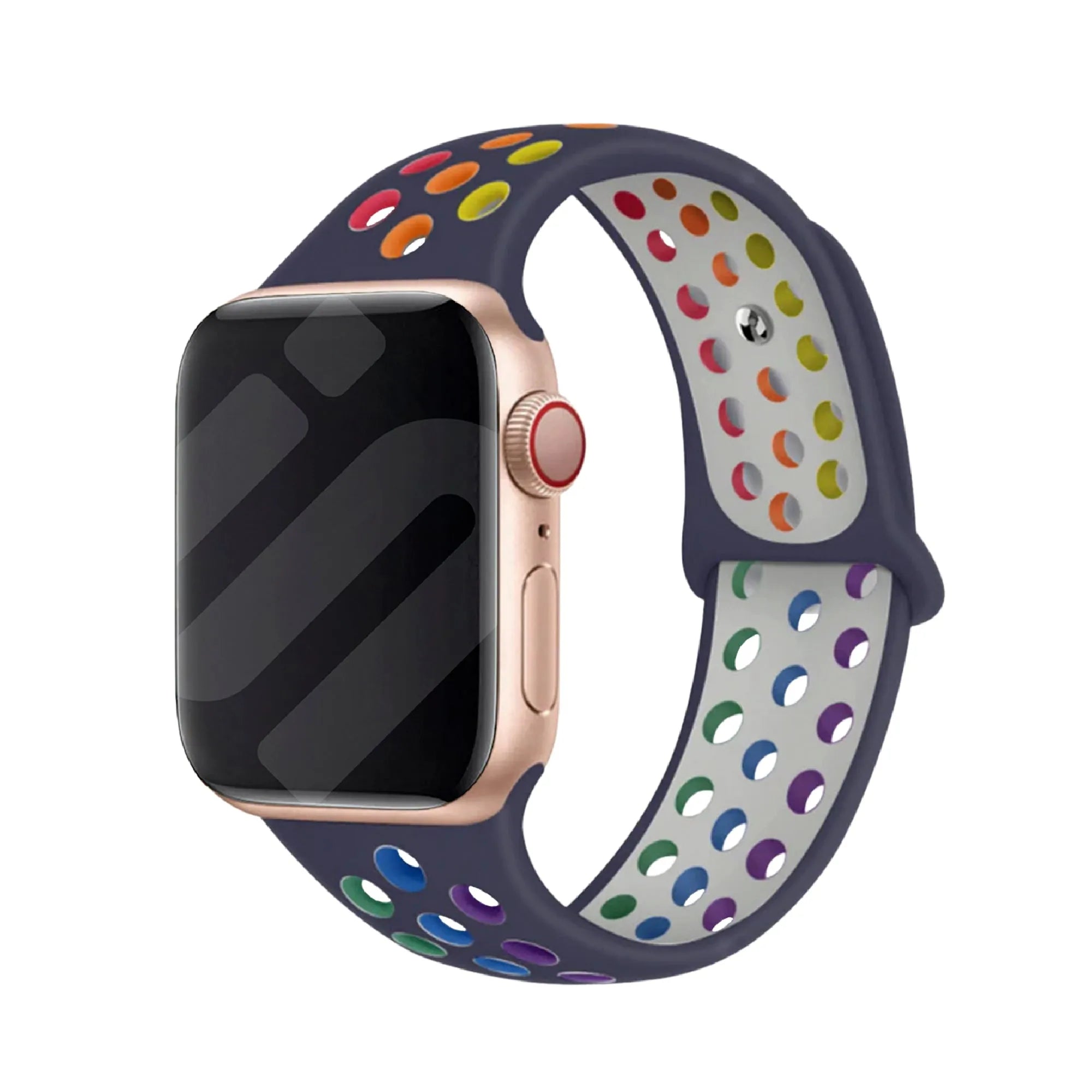 Correa deportiva Apple Watch (azul oscuro/arcoíris)