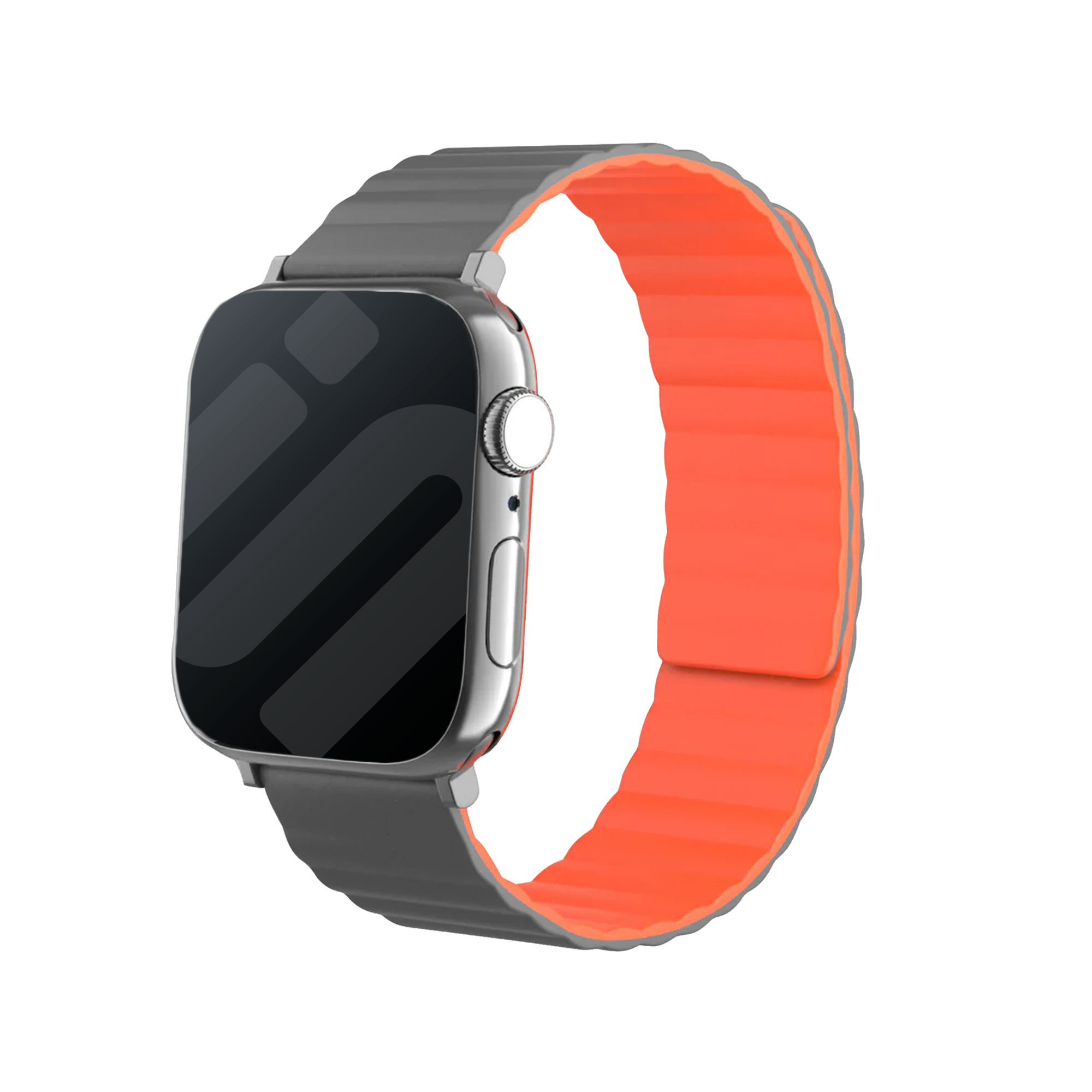 Correa silicona magnético Apple Watch (gris/naranja)