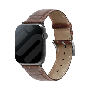 Correa de cuero Apple Watch Grano de cocodrilo (marrón)