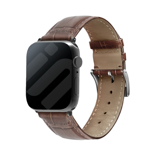 Correa de cuero Apple Watch Grano de cocodrilo (marrón)