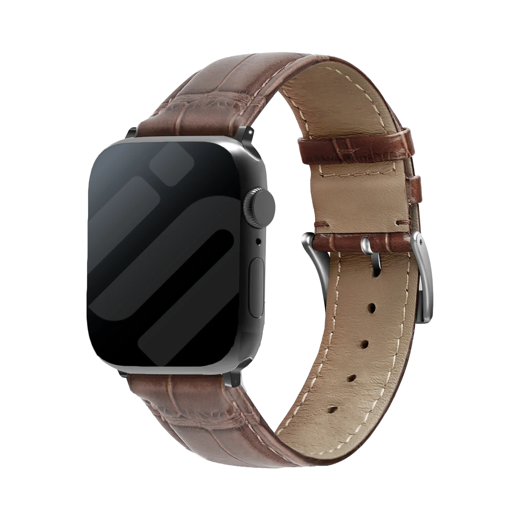 Correa de cuero Apple Watch Grano de cocodrilo (marrón)