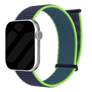 Correa nylon con hebilla Apple Watch (azul oscuro/lima)