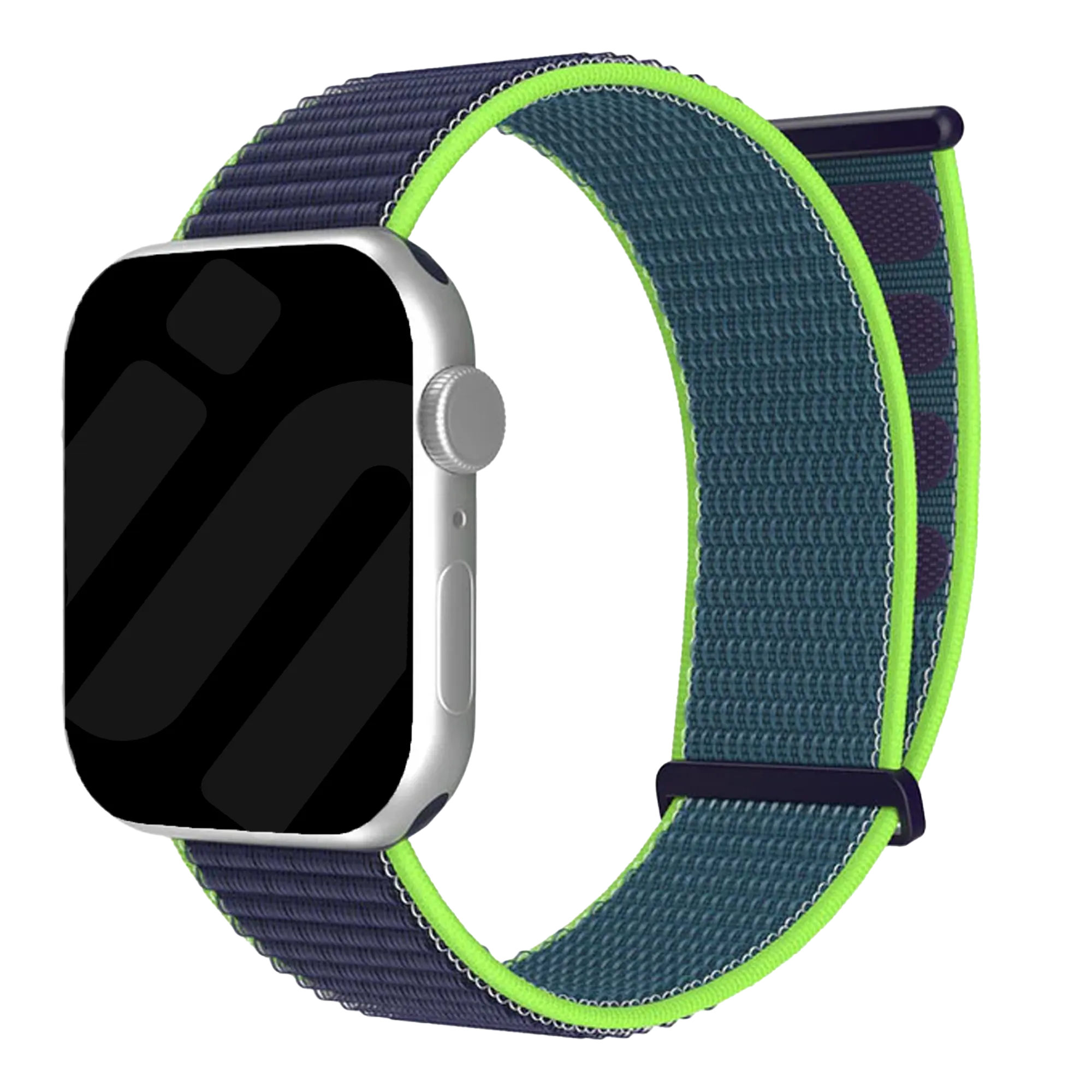 Correa nylon con hebilla Apple Watch (azul oscuro/lima)