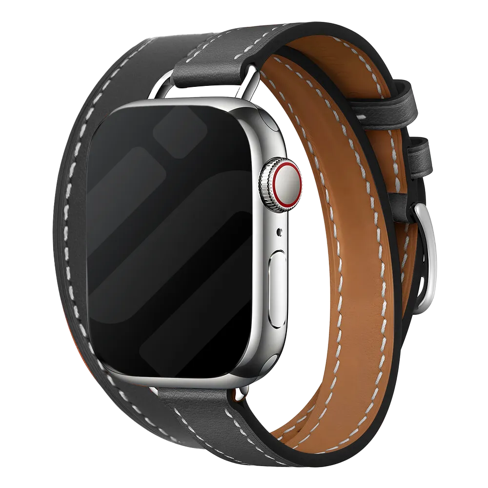 Correa cuero Double Tour Apple Watch (negro)