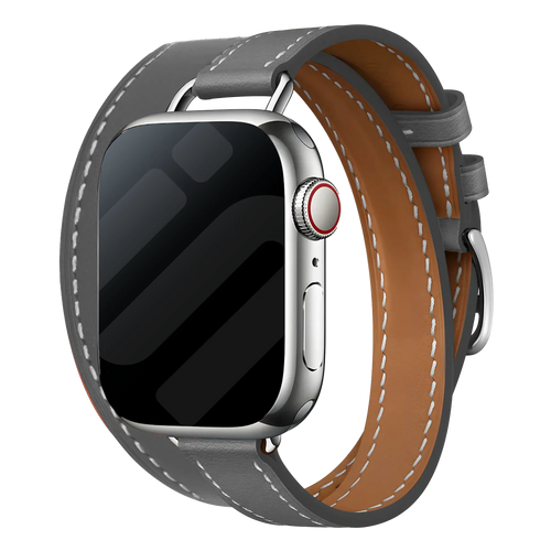 Correa cuero Double Tour Apple Watch (gris)