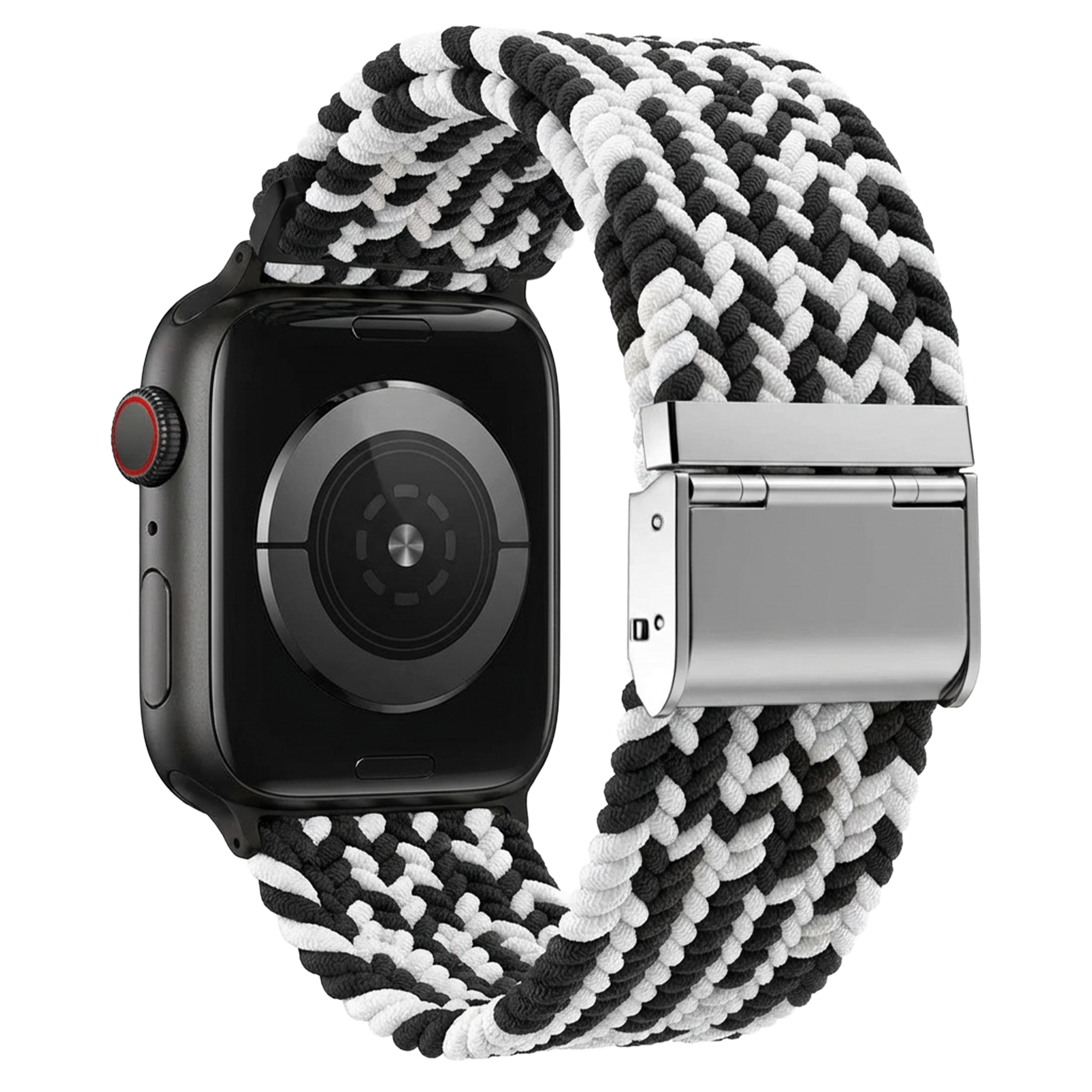 Correa trenzada Apple Watch (negro/blanco)