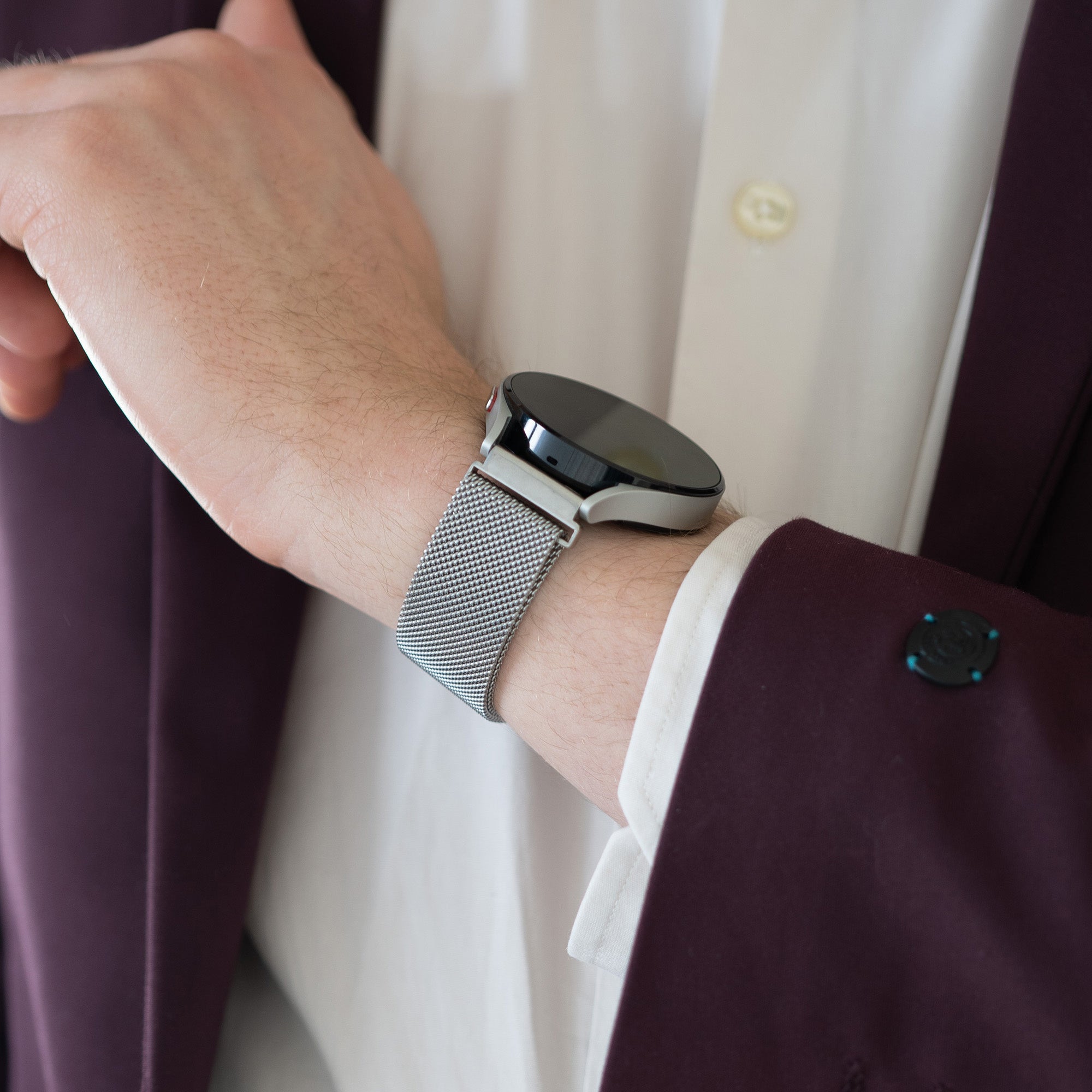 Bandz Amazfit Balance 2 Milanese Loop Strap (Silver)