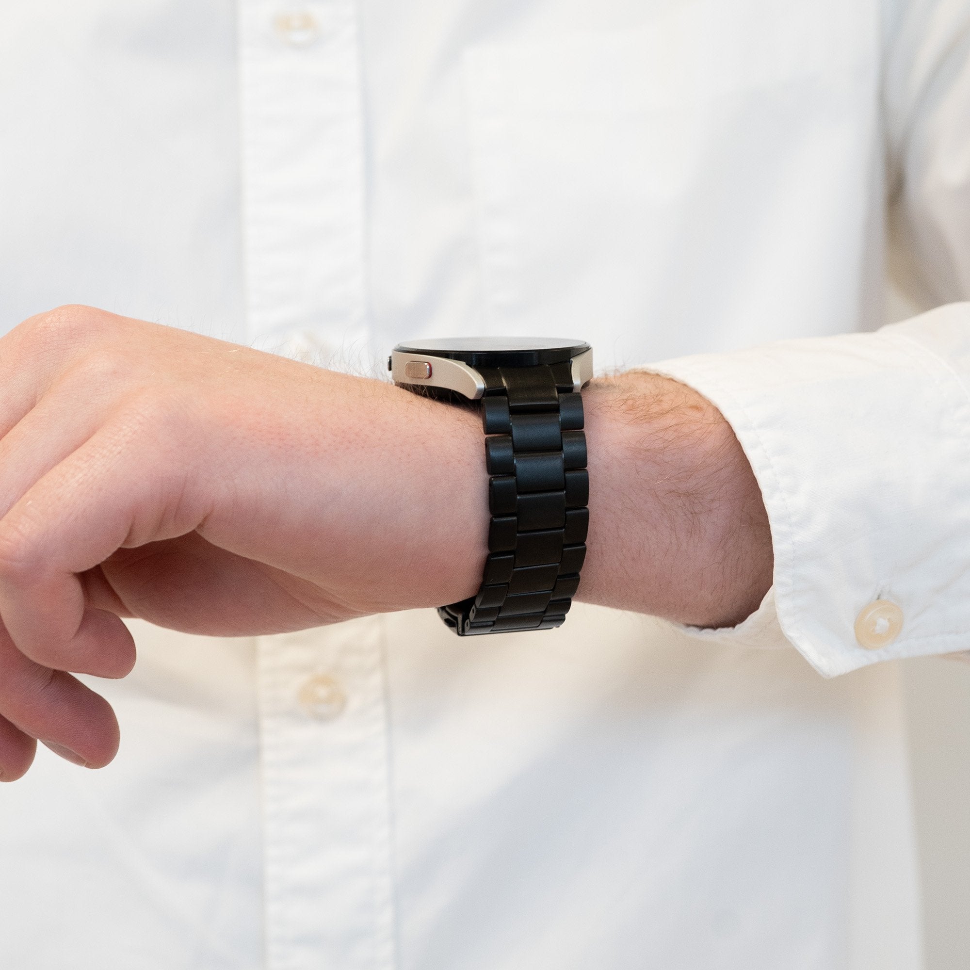 Bandz Correa sólido titanio Samsung Galaxy Watch 4 Classic 46mm (negro)