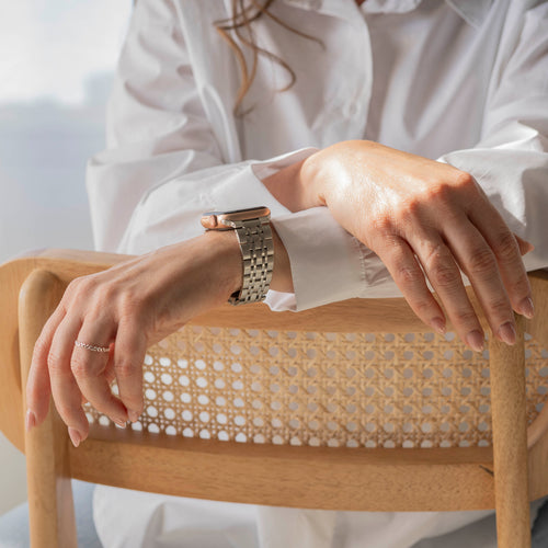 Correa eslabones acero de lujo Apple Watch (blanco estrella)