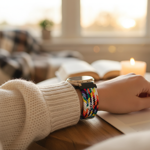 Bandz Correa nylon tejida Pebble Round 2 - 14mm (arcoíris)