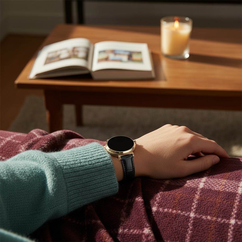 Bandz Garmin Lily 2 Leather Strap Crocodile Grain (Black)