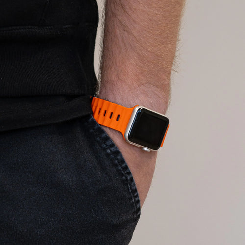 Apple Watch Ocean Strap with Snap Closure (Orange/Black)