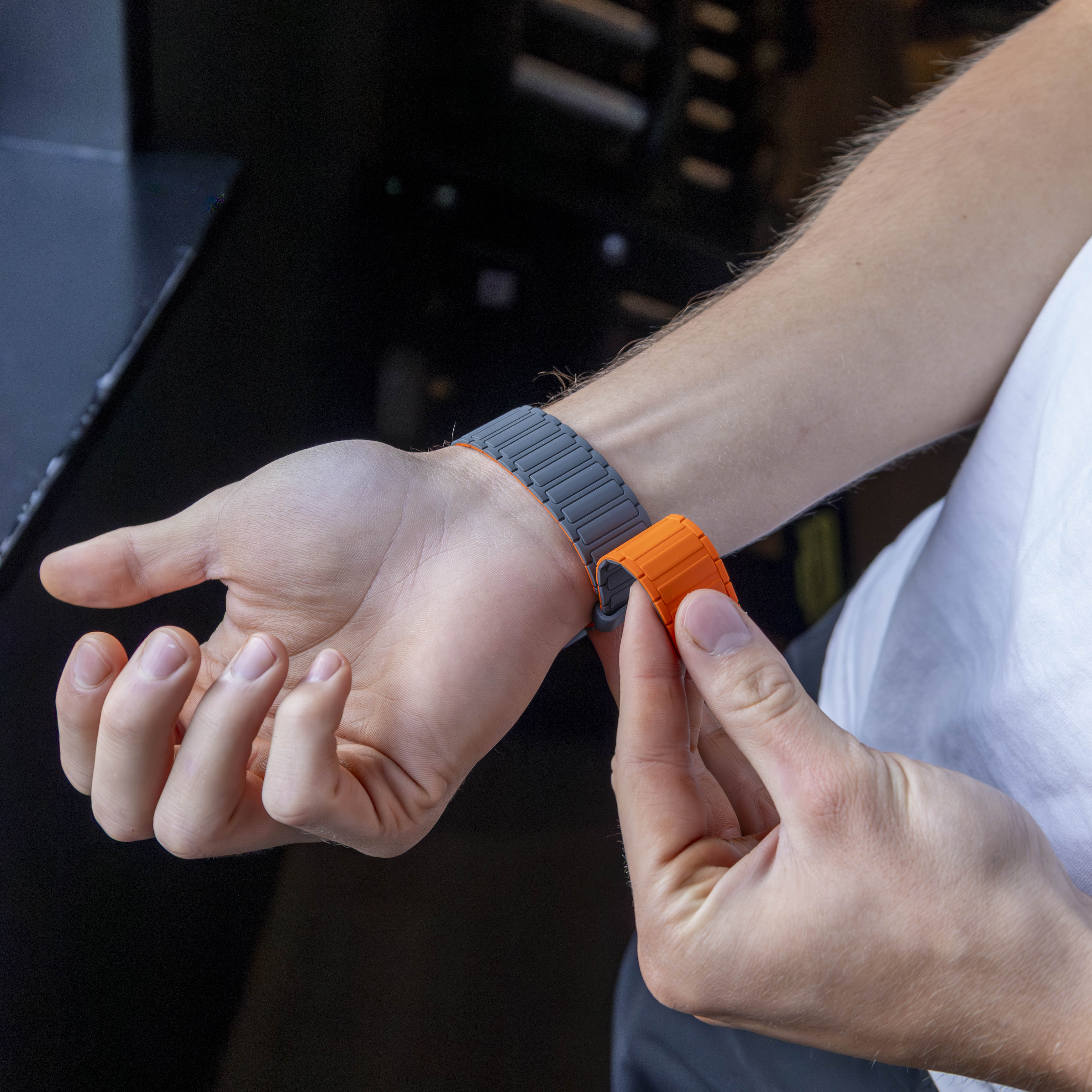 Samsung Galaxy Watch Ultra Magnetic Silicone Strap (Grey/Orange)