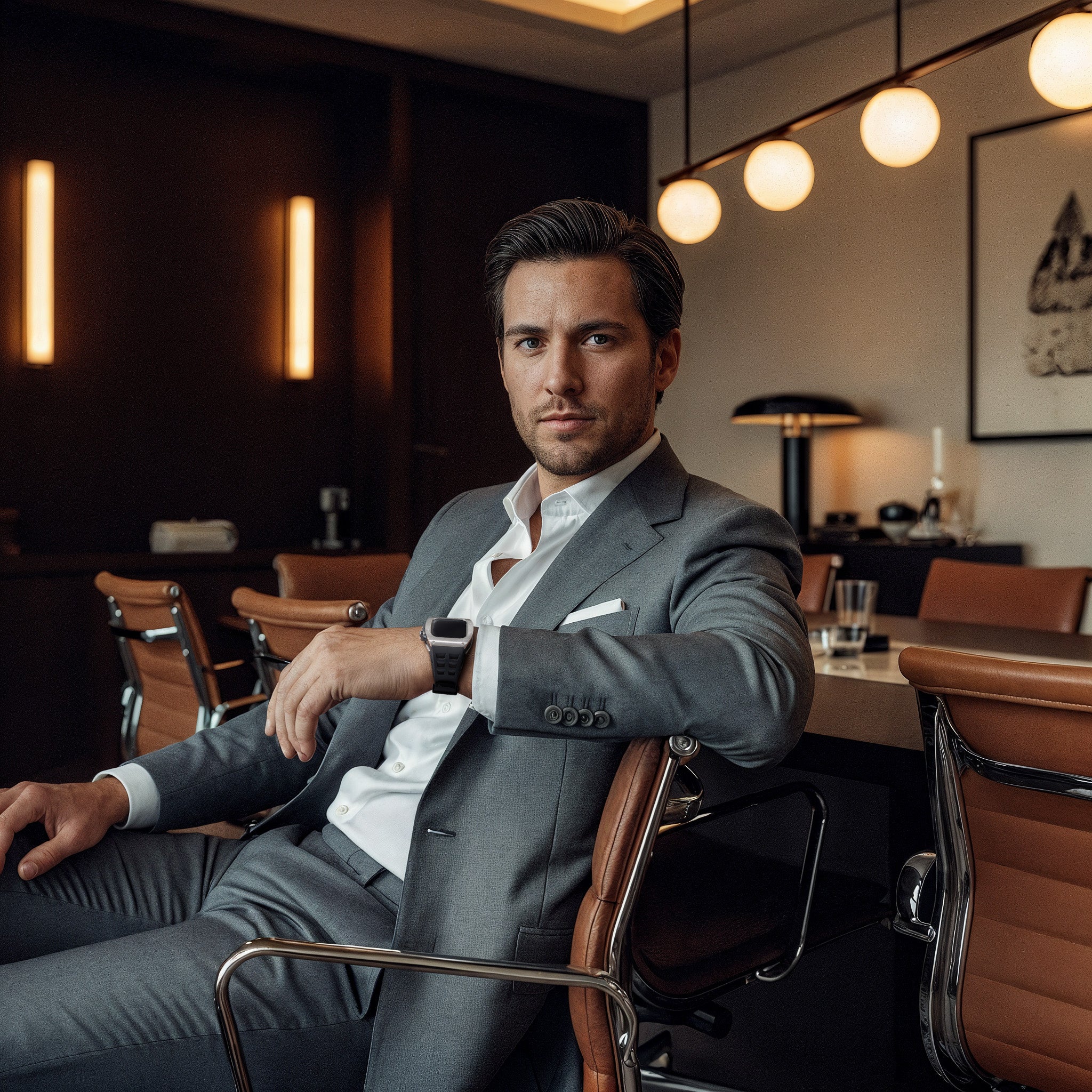 Reqior Apple Watch 45mm Case with Steel Strap (Black)