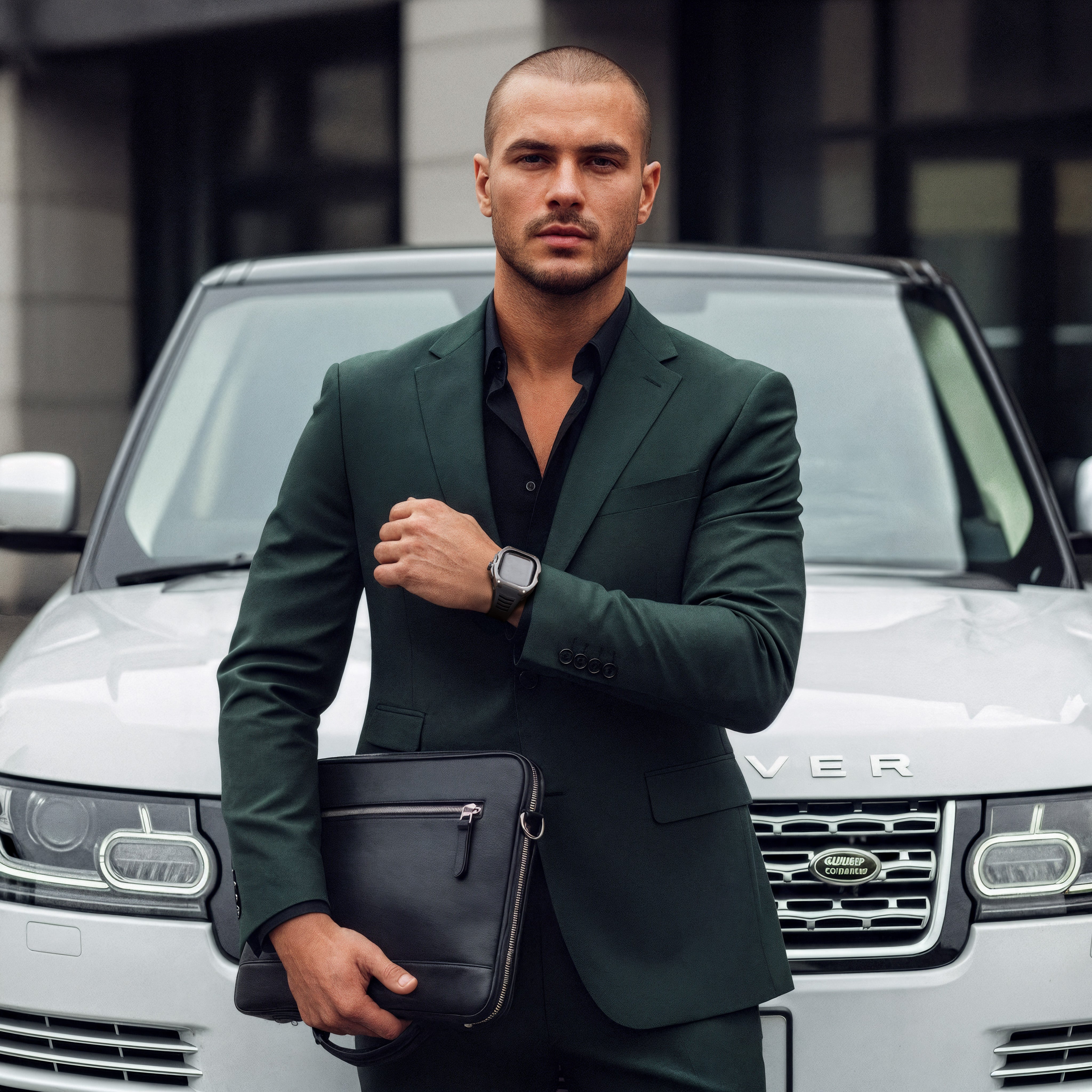 Reqior Apple Watch Ultra Case with Rubber Strap (Black)