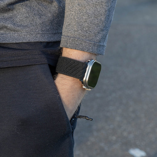 Bandz Correa nylon ondulada con hebilla-P Apple Watch Ultra (negro)