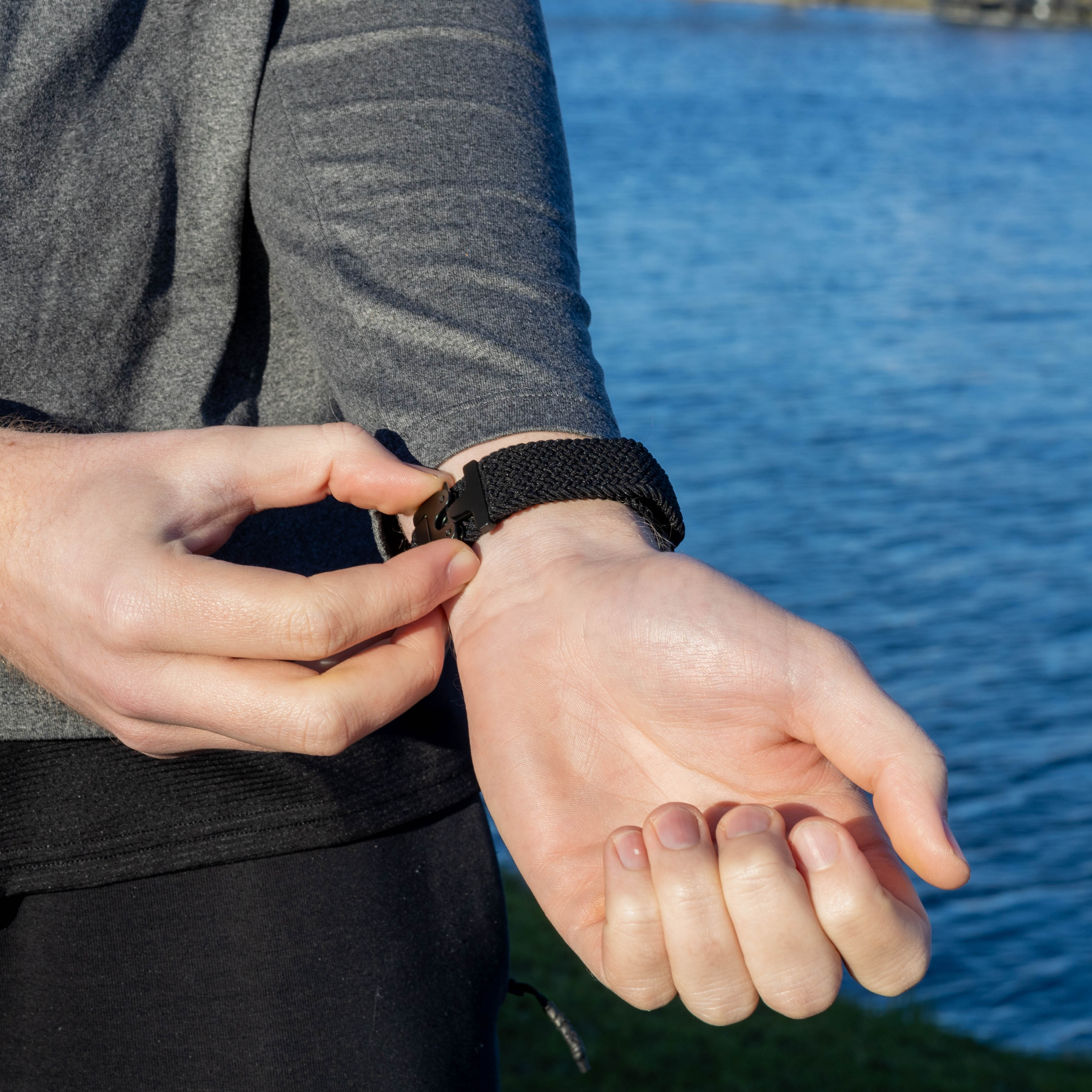 Garmin Vivomove 3 Braided Strap with P-Buckle (Black)