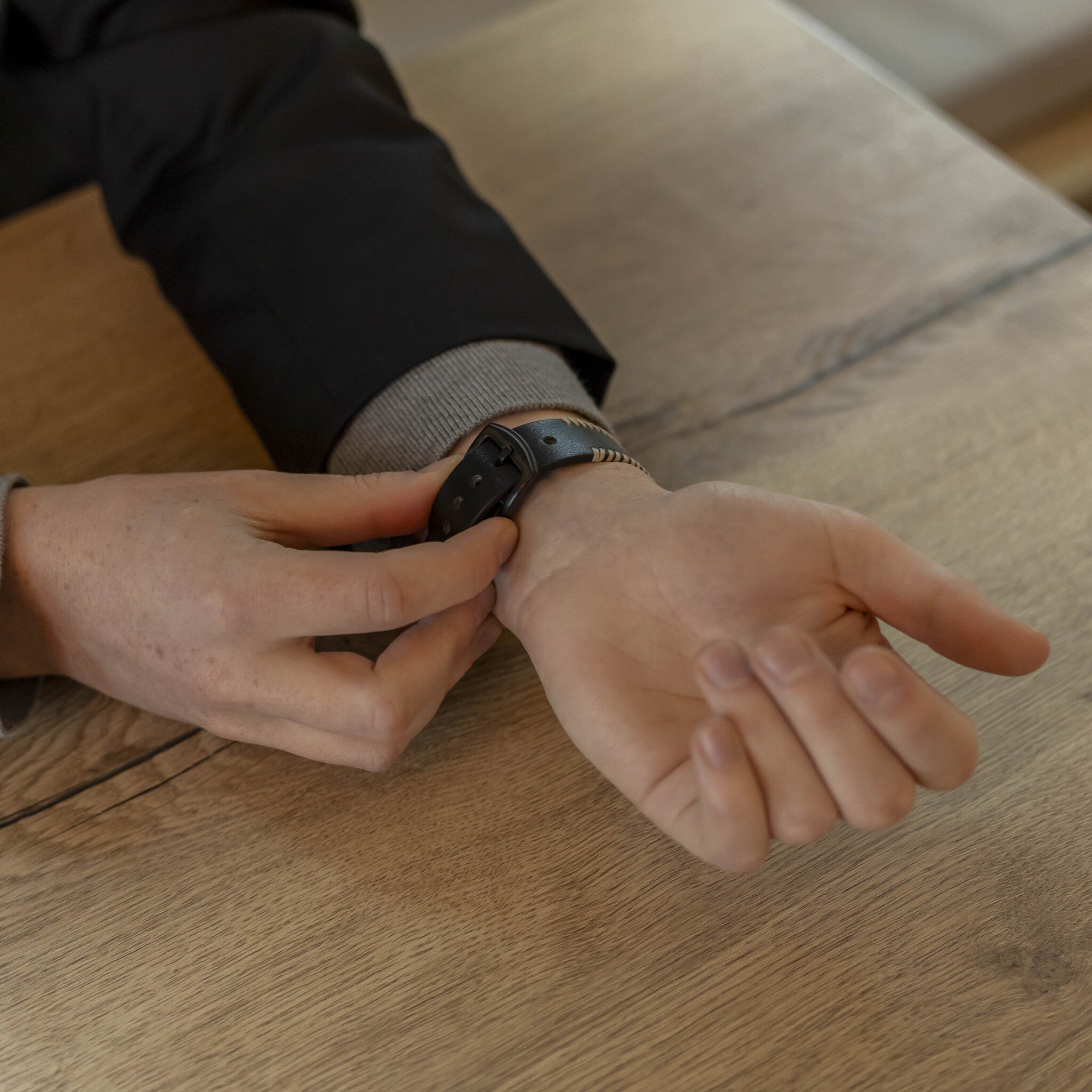 Amazfit Balance 2 Stitched Leather Strap (Black)