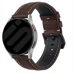 Universal 24mm Genuine Leather Strap (Coffee Brown)
