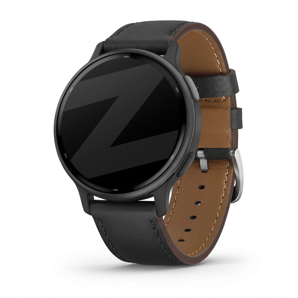 Bandz Garmin Vivoactive 5 Leather Strap 'Deluxe' (Black)