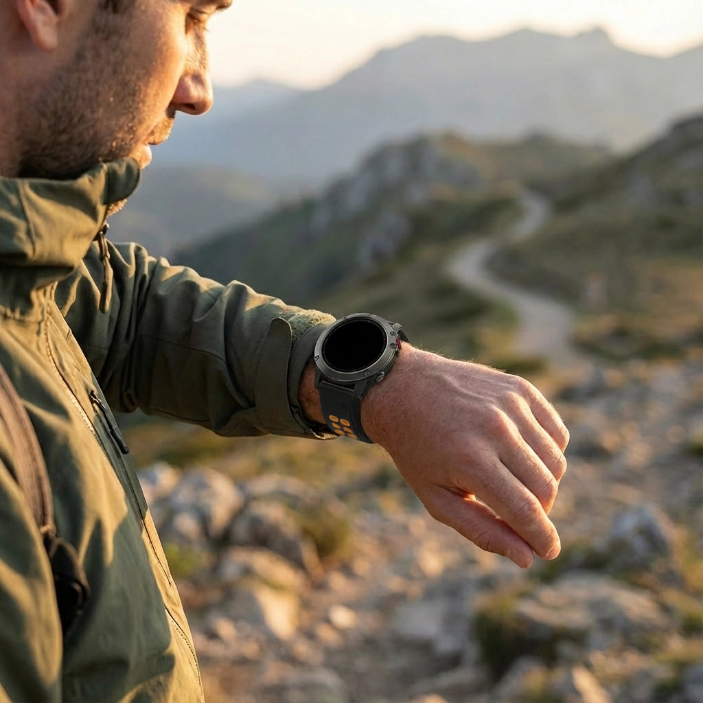 Bandz Garmin Quatix 8 Pro - 47mm Dual Buckled Sport Strap (Black/Orange)