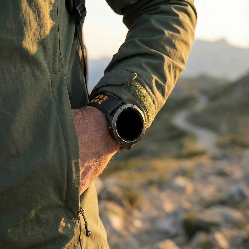 Bandz Garmin Quatix 8 Pro - 47mm Dual Buckled Sport Strap (Black/Orange)