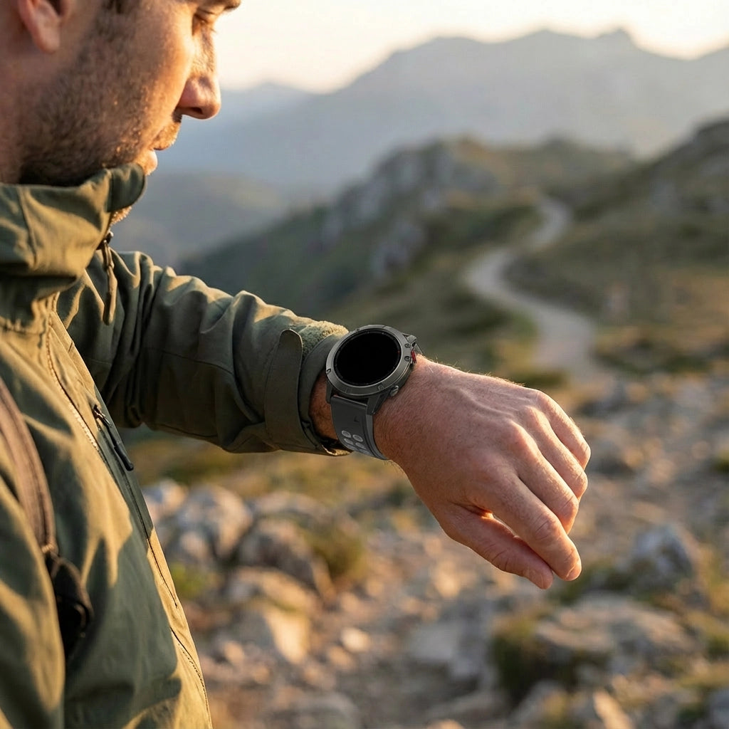 Bandz Correa deportiva dual con hebilla Garmin Quatix 8 Pro - 47mm (negro/gris)