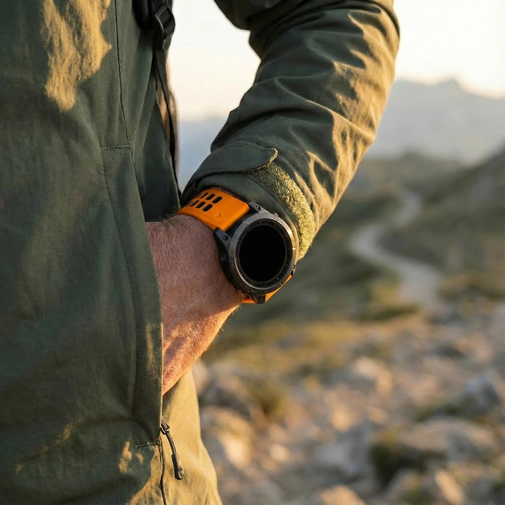 Bandz Garmin Quatix 8 Pro - 47mm Dual Buckled Sport Strap (Orange/Black)