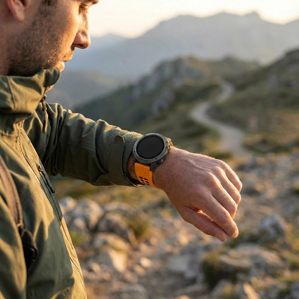 Bandz Garmin Quatix 8 Pro - 47mm Dual Buckled Sport Strap (Orange/Black)