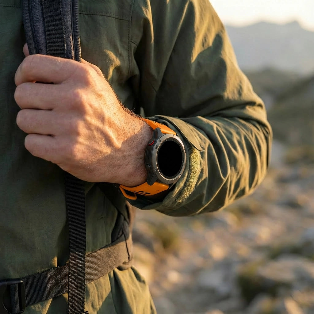 Bandz Garmin Quatix 8 Pro - 47mm Dual Buckled Sport Strap (Orange/Black)