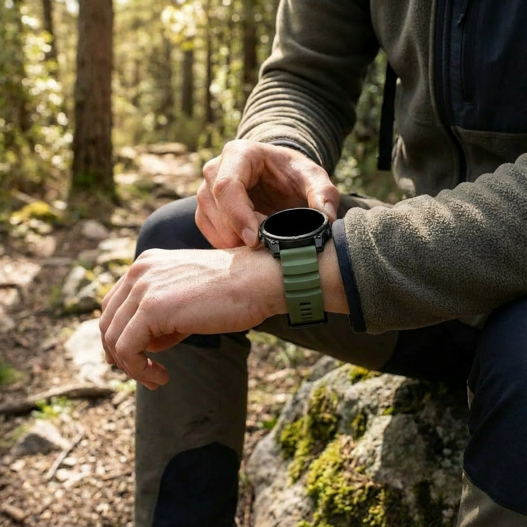 Garmin Quatix 8 Pro - 47mm Trail Silicone Strap (Dark Green)