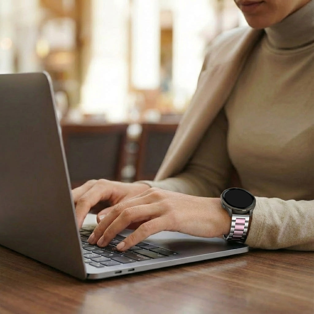 Bandz Correa acero 'Classic' Garmin Venu 4 - 41mm (plateado/rosa)