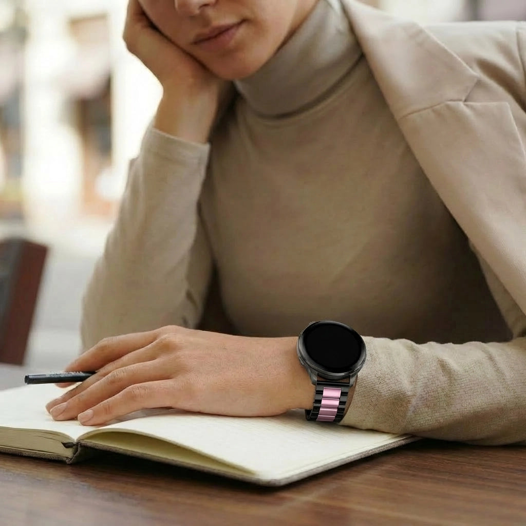 Bandz Garmin Vivoactive 4s Steel Strap 'Classic' (Black/Pink)