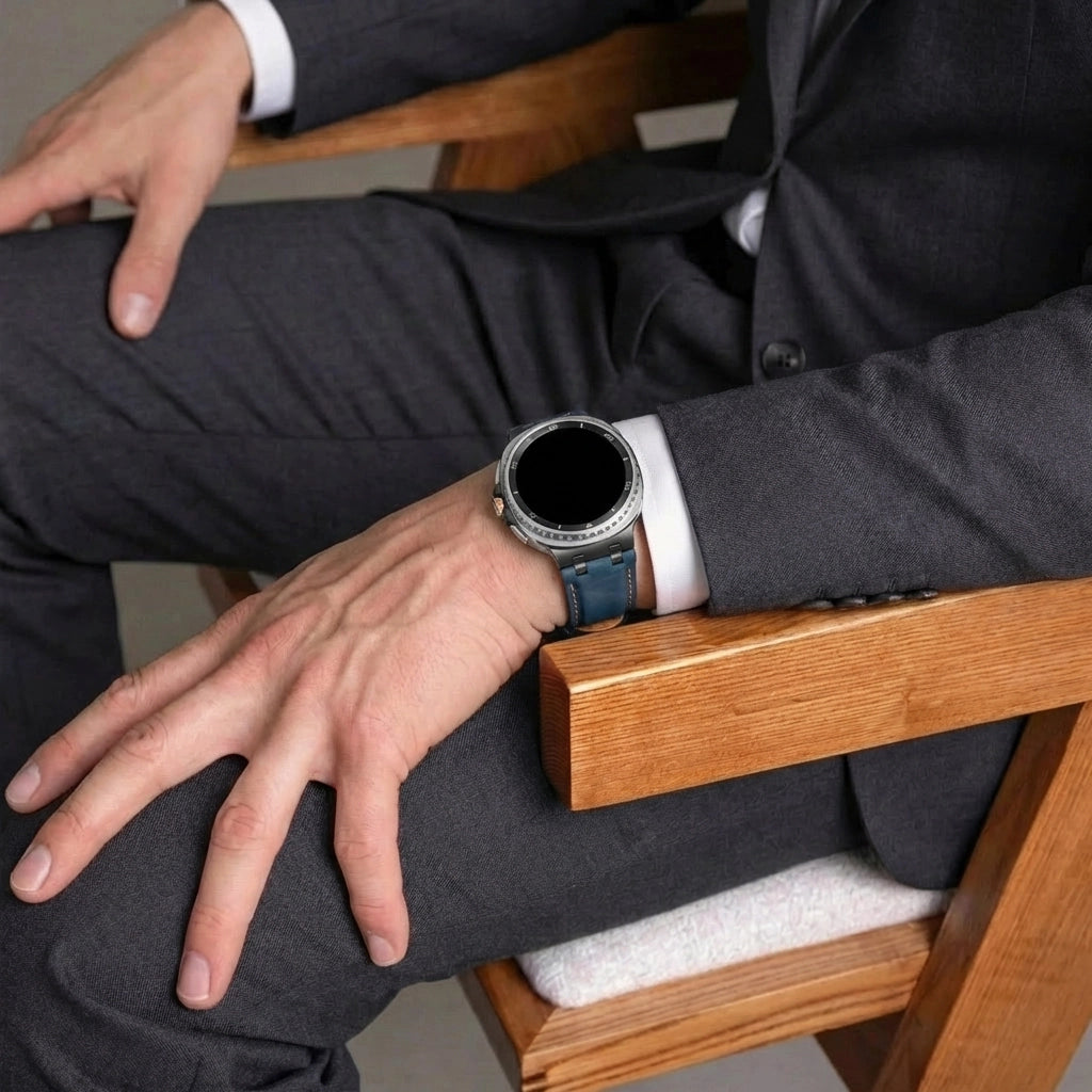 Samsung Galaxy Watch 8 Classic Solid Leather Strap (Dark Blue)