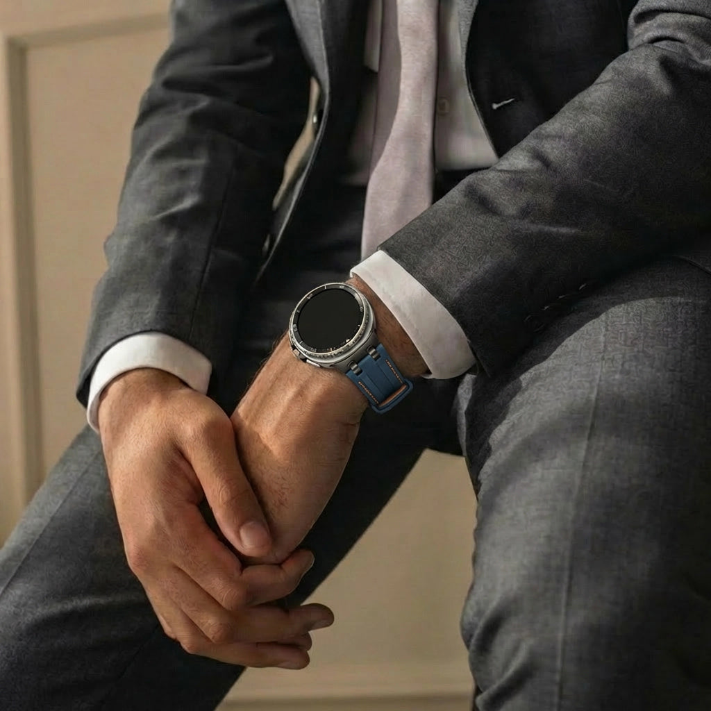 Samsung Galaxy Watch 8 Classic Solid Leather Strap (Dark Blue)