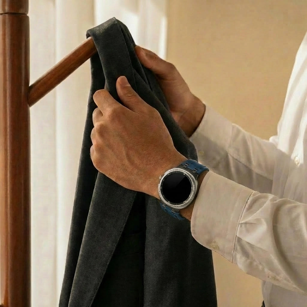 Samsung Galaxy Watch 8 Classic Solid Leather Strap (Dark Blue)