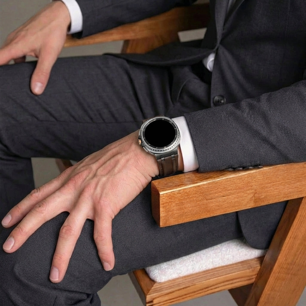 Correa cuero sólida Samsung Galaxy Watch 8 Classic (cafe)