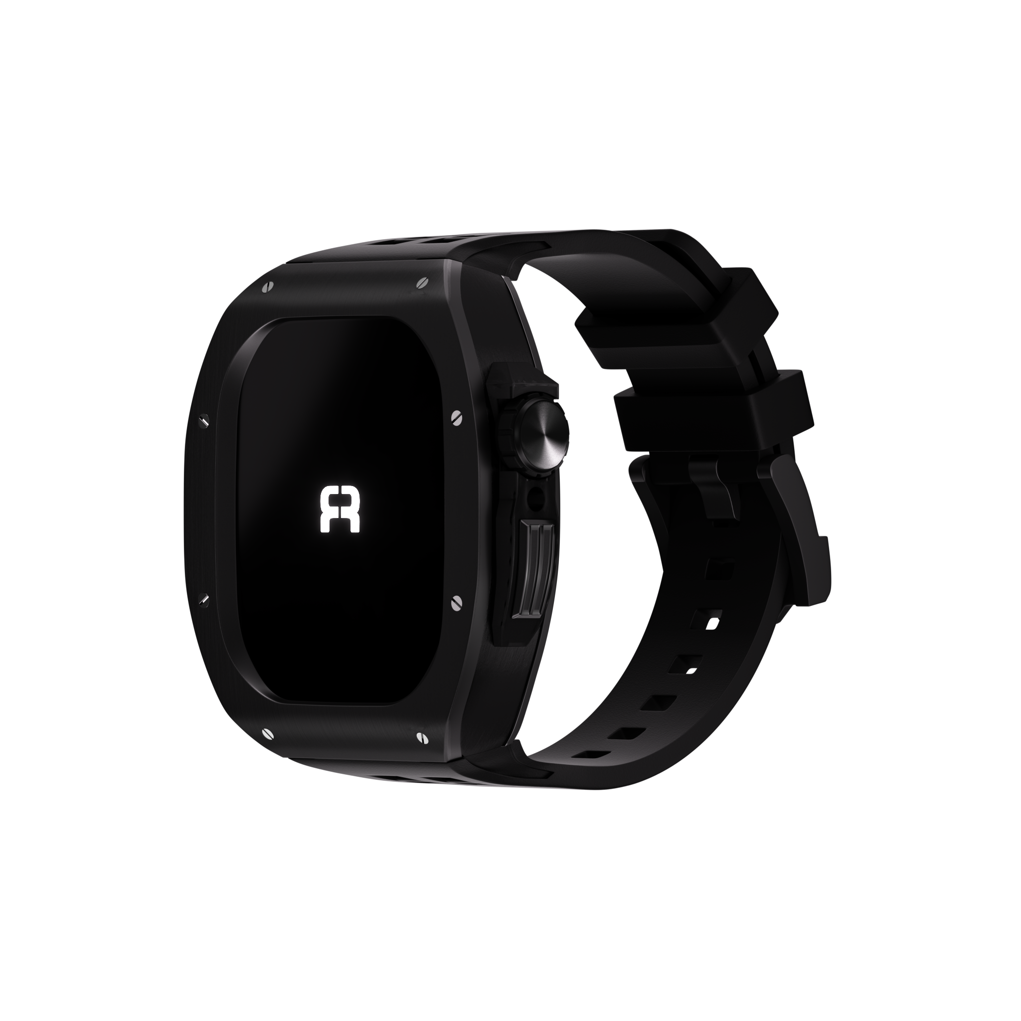 Reqior Funda de polímero y metal con correa de goma Apple Watch 45mm (negro)