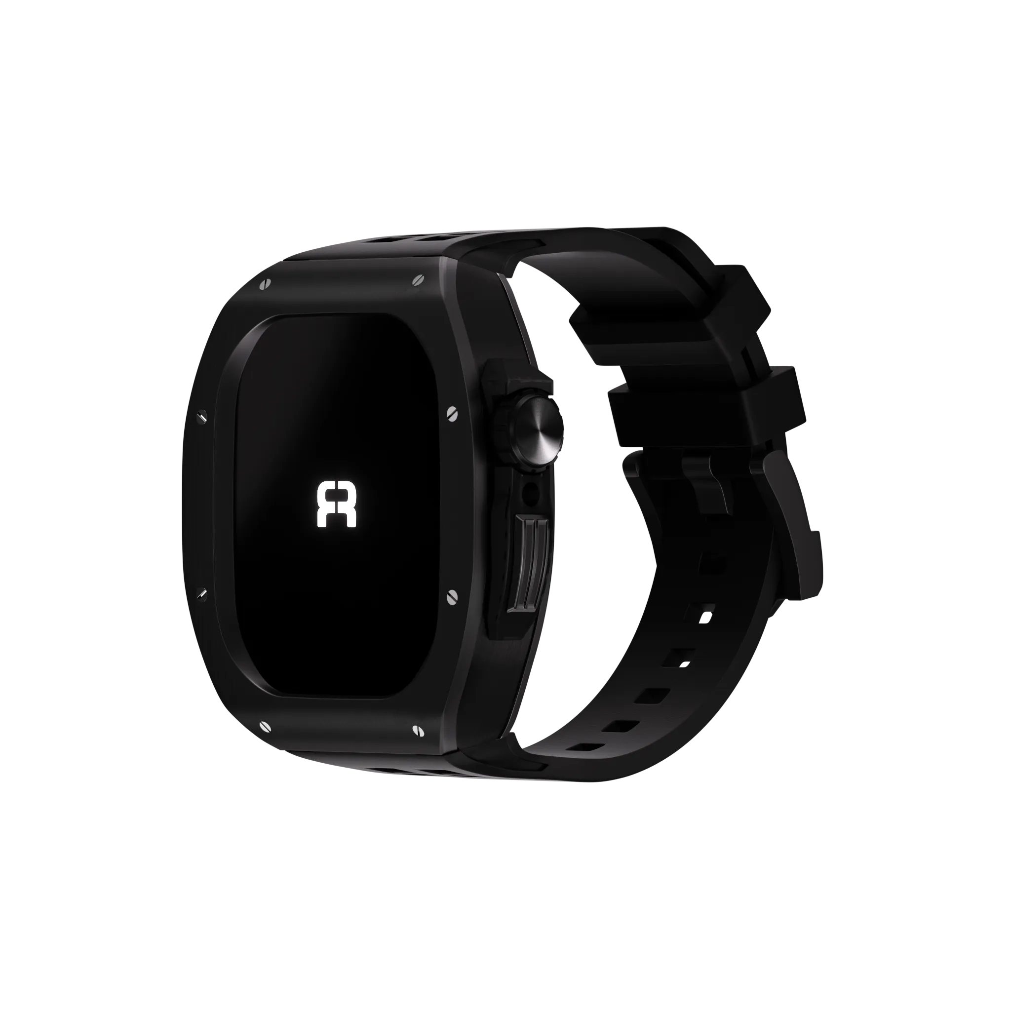 Reqior Funda de polímero y metal con correa de goma Apple Watch 45mm (negro)