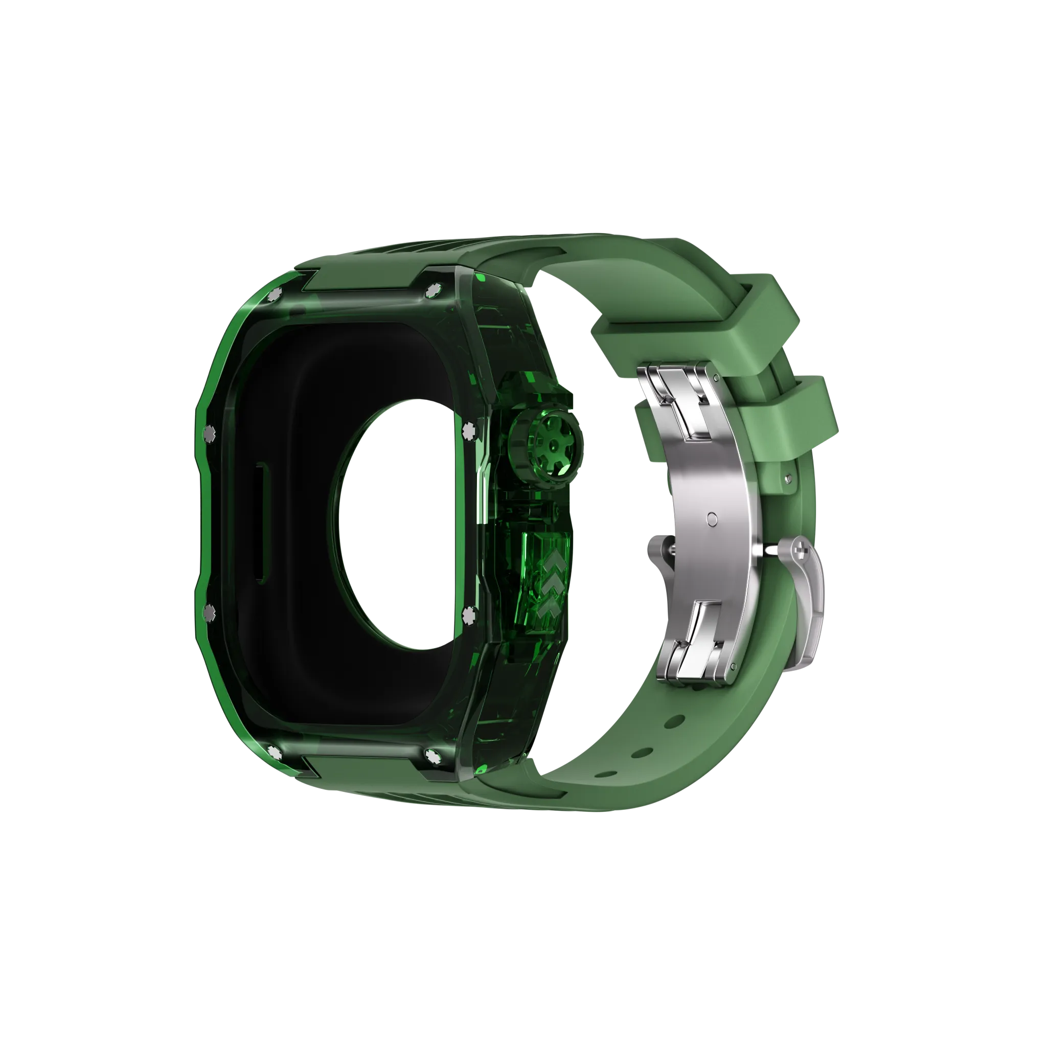 Reqior Funda de polímero con correa de goma Apple Watch 45mm (verde)