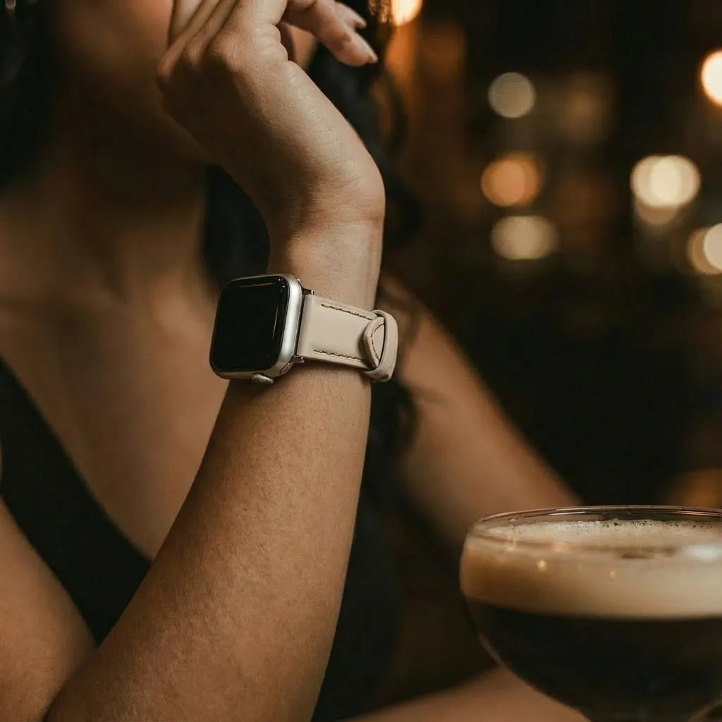 Correa cuero 'Slimfit' Apple Watch (beige)