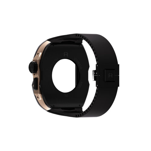 Reqior Funda con correa de goma Apple Watch Ultra (negro/rosa dorado)