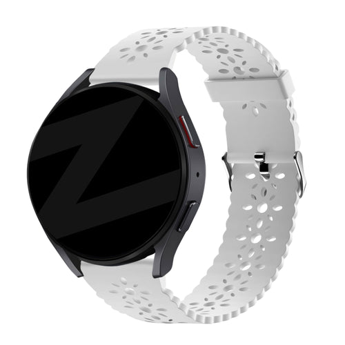 Bandz Amazfit Active 3 Premium Patterned Silicone Strap (White)